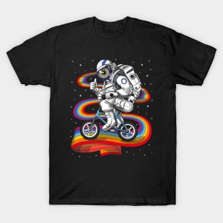 Psychedelic Astronaut Riding Bike T-Shirt